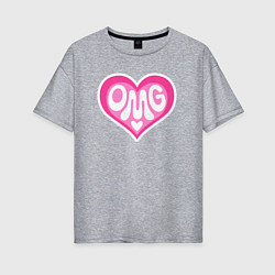 Футболка оверсайз женская Oh my god love, цвет: меланж