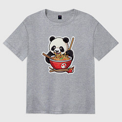 Женская футболка оверсайз Панда - сладкий поедатель лапши