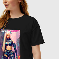 Футболка оверсайз женская Cyber Barbie - ai art, цвет: черный — фото 2