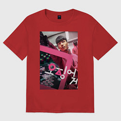 Футболка оверсайз женская Игра в кальмара Ви Хаджун, цвет: красный