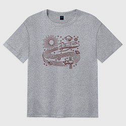 Женская футболка оверсайз Ракета в космосе