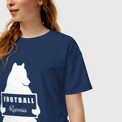 Футболка оверсайз женская Footbal bear Russia, цвет: тёмно-синий — фото 2