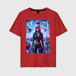 Женская футболка оверсайз Cyber girl Barbie - neon glow