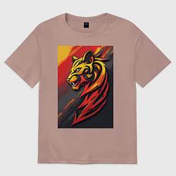 Футболка оверсайз женская Леопард в огненном вихре, цвет: пыльно-розовый