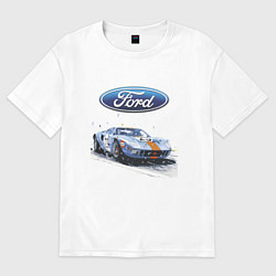 Футболка оверсайз женская Ford motorsport - sketch, цвет: белый