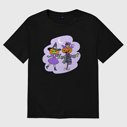 Футболка оверсайз женская Ведьма и пугало, цвет: черный