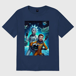 Женская футболка оверсайз Космонавты Рик и Морти - нейроарт фантазия