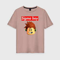 Женская футболка оверсайз Sigma boy roblox head - мем Роблокс Сигма бой