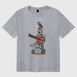 Женская футболка оверсайз Скелет с гитаркой