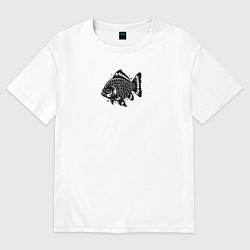 Женская футболка оверсайз Декоративная татуировка рыбы