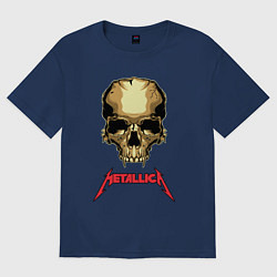 Футболка оверсайз женская Metallica - skull with fangs, цвет: тёмно-синий