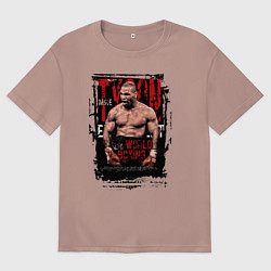 Футболка оверсайз женская Майк Тайсон мировой бокс, цвет: пыльно-розовый