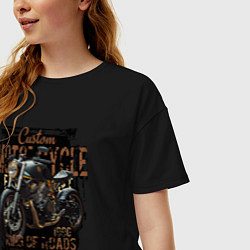 Футболка оверсайз женская Мотоцикл кастом, цвет: черный — фото 2