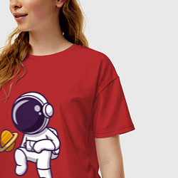 Футболка оверсайз женская Saturn football, цвет: красный — фото 2