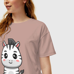 Футболка оверсайз женская Весёлая зебра, цвет: пыльно-розовый — фото 2