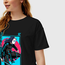 Футболка оверсайз женская Томиока в маске, цвет: черный — фото 2