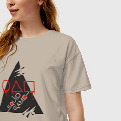 Футболка оверсайз женская Поиграем в кальмара, цвет: миндальный — фото 2