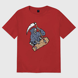 Женская футболка оверсайз Смерть на скейте