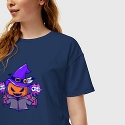 Футболка оверсайз женская Pumpkin gamer, цвет: тёмно-синий — фото 2