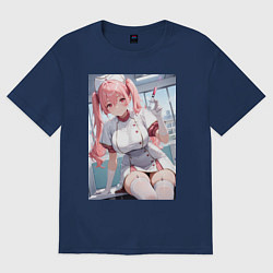 Женская футболка оверсайз Медсестричка сделает тебе укол любви - пышная аним