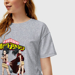 Футболка оверсайз женская Моя Геройская академия Момо героиня, цвет: меланж — фото 2
