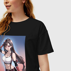 Футболка оверсайз женская Тифа Локхарт из Final Fantasy VII, цвет: черный — фото 2