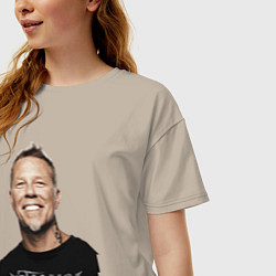 Футболка оверсайз женская James Alan Hetfield - Metallica leader, цвет: миндальный — фото 2