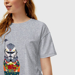 Футболка оверсайз женская Матрешка шлем штурмовика, цвет: меланж — фото 2
