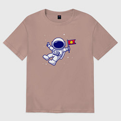 Женская футболка оверсайз Космонавт с флажком