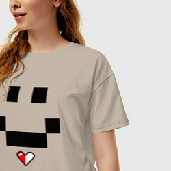 Футболка оверсайз женская Minecraft улыбка и любовь, цвет: миндальный — фото 2