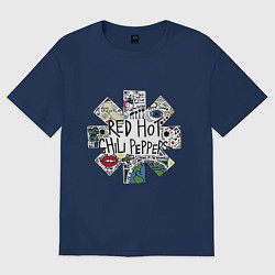 Футболка оверсайз женская RHCP - logo with songs, цвет: тёмно-синий