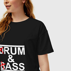 Футболка оверсайз женская Drum and bass black, цвет: черный — фото 2