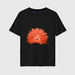 Женская футболка оверсайз Сartoon monster fluffy orange