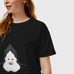 Футболка оверсайз женская Cartoon penguin character, цвет: черный — фото 2