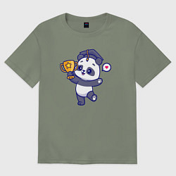 Женская футболка оверсайз Панда чемпион