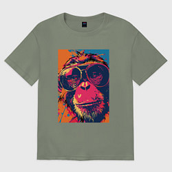 Женская футболка оверсайз Обезьяна в очках big pop art