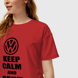 Футболка оверсайз женская Keep Calm & Drive VW, цвет: красный — фото 2