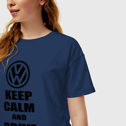 Футболка оверсайз женская Keep Calm & Drive VW, цвет: тёмно-синий — фото 2