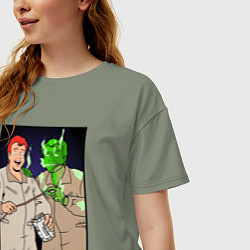 Футболка оверсайз женская Ghostbusters - Ray and his clone ghost, цвет: авокадо — фото 2