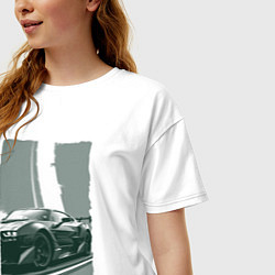 Футболка оверсайз женская Постер спорткара, цвет: белый — фото 2