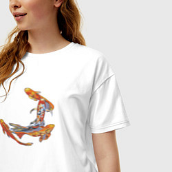 Футболка оверсайз женская Карпы кои рыбы, цвет: белый — фото 2