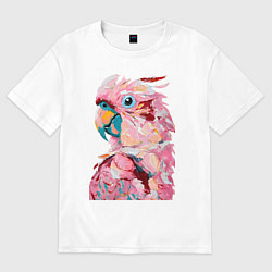Футболка оверсайз женская Розовый попугай, цвет: белый