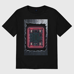 Футболка оверсайз женская Что внутри, цвет: черный