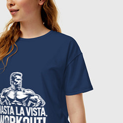 Футболка оверсайз женская Arnold - hasta la vista workout, цвет: тёмно-синий — фото 2