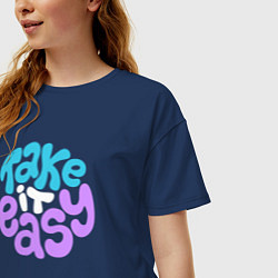 Футболка оверсайз женская Будь попроще, цвет: тёмно-синий — фото 2