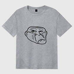 Футболка оверсайз женская Тролл фейс недовольный мем, цвет: меланж