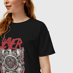 Футболка оверсайз женская Slayer rock band, цвет: черный — фото 2