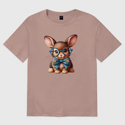 Женская футболка оверсайз Кролик мальчик в очках