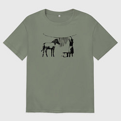 Женская футболка оверсайз Banksy zebra