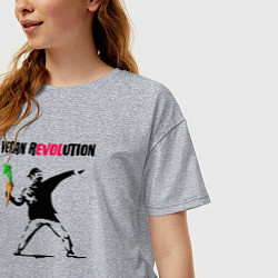 Футболка оверсайз женская Love vegan, цвет: меланж — фото 2